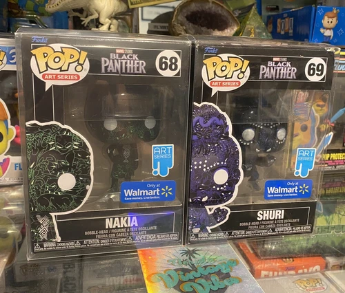 Funko Pop Art Series Shuri #69 Nakia #68 Walmart Exclusive with Soft Protectors