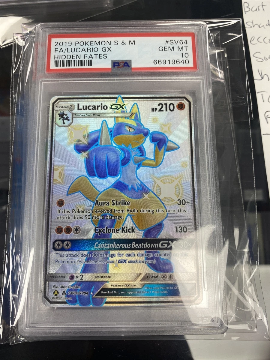 Shiny Lucario GX Hidden Fates #SV64 PSA 10 GEM MINT