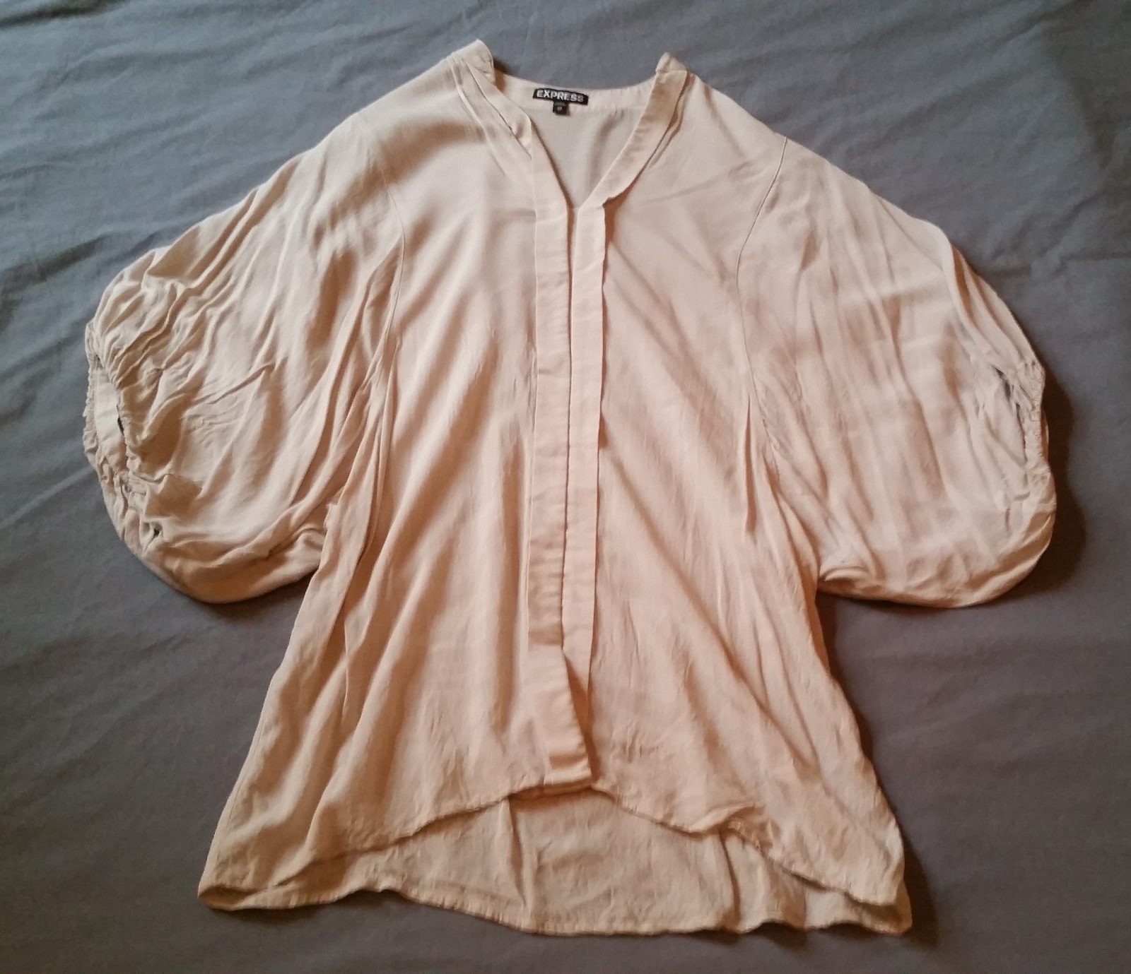 Express Women's Sheer White Lined Peasant Shirt Blouse Size S