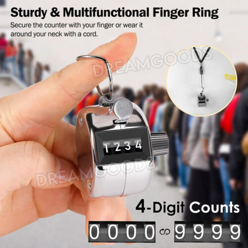 4 Digit Tally Counter Hand Held Number Clicker Mechanical Manual Counting Click - Picture 3 of 9