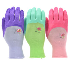 G & F 2030 Women Garden Gloves MicroFoam Nylon Latex Coating Texture Grip 3 Pair