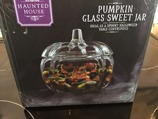 Halloween Glass Sweetie Jar   with lid   New And Boxed 