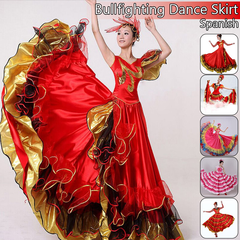 Niña Vestido Flamenco España Danza del Vientre Falda Danza del Vientre Coro Salón Mujeres