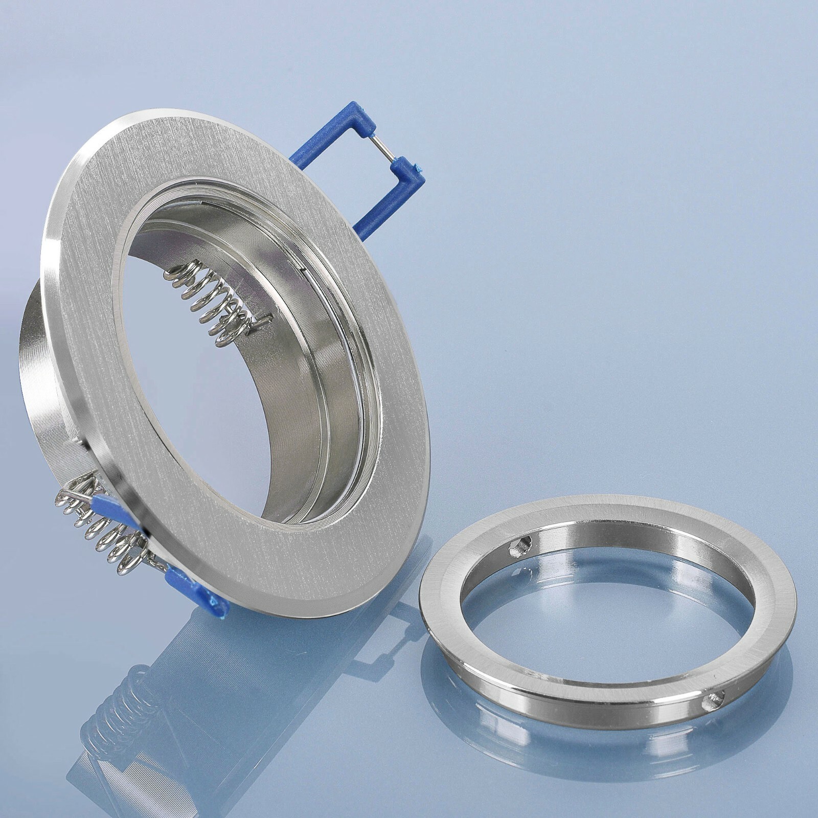 6x Einbaustrahler-Rahmen Set, Silber, Rund – Für GU10/MR16 Leuchtmittel, 65 Mm Bohrloch, Aus Aluminium