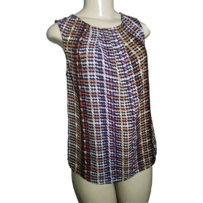 Worthington Sleeveless Geometric Pattern Blouse Multicolor Print Size Medium