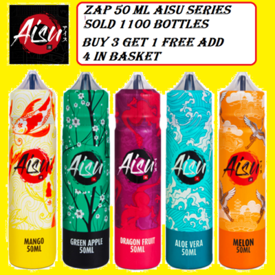 AISU RANGE BY ZAP E LIQUID 50ML VAPE JUICE 70/30 0MG BUY 3 GET 1 FREE ADD 4 