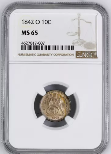 1842-O LIBERTY SEATED 10C NGC MS 65