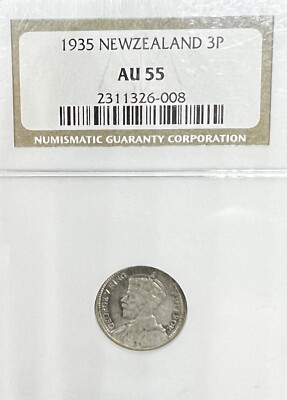 New Zealand 1935 3 Pence Key Date Rare AU55 | eBay