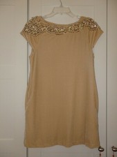 Darling London CREAM VELVET Dress Shift Lined Embellished Party Occasion S SMALL