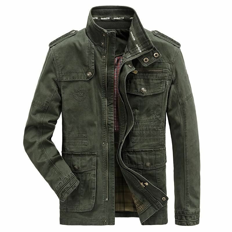 Men's Military Jacket Casual Cotton Multi-pocket Army Bomber Flight Coat  Plus Si