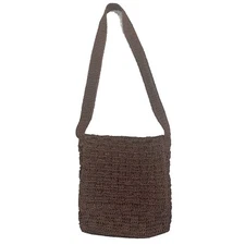 The Sak Brown Crochet Knit Crossbody Handbag Purse Zip Boho