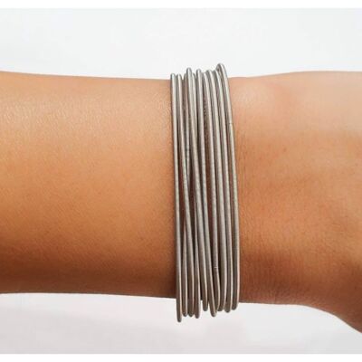 NEW Trendy Silver Guitar String Bracelets Stackable Boho Statement Piece Stretch