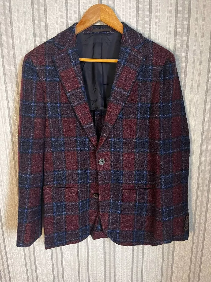 Burgundy clearance check blazer