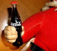 Coca-Cola Miniature Glass Bottle Liquid w RED CAP  4ur Rushton Santa *PLZ READ*