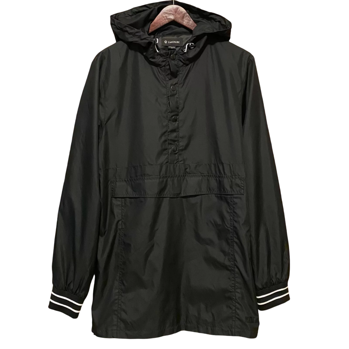 Zanerobe Anorak Half Snap Hooded Windbreaker Jacket - Men, Black