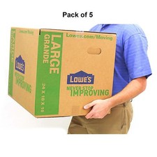 Pack of 5 Large Cardboard Boxes 24" x 18" Moving Plain Shipping Packing Supplies