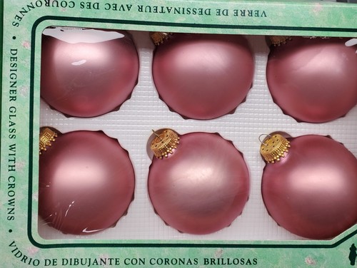 36 Vintage Christmas by Krebs Rose Designer Glass Ornament Balls with Gold Crown - Picture 7 of 12