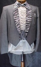 CUSTOM SEWN GRAY GREY TAIL TUXEDO SMOKING JACKET WILD ZEBRA PRINT MENS SIZE 43R