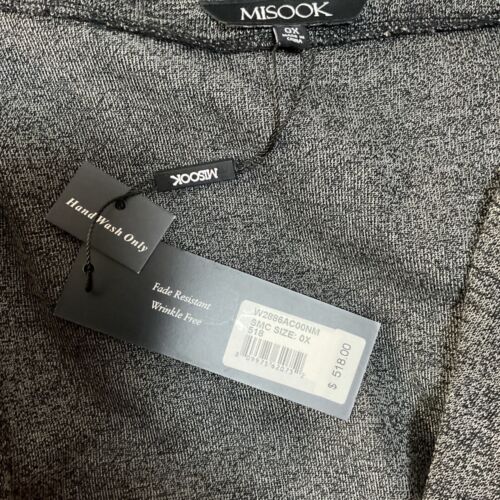 Misook Strickjacke Staubtuch Gr. 0X grau lang vorne offen Ösen Details - Bild 8 von 10