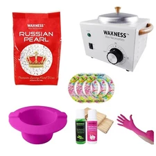 Waxness Russian Pearl Stripless Waxing Kit with 2.2LB Wax Bag & Heater WN-5001L