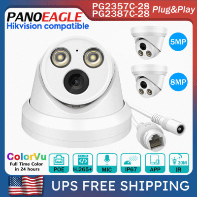 8MP 5MP Mic Full Color Hikvision Compatible Security IP Camera POE H.265+ 2.8mm