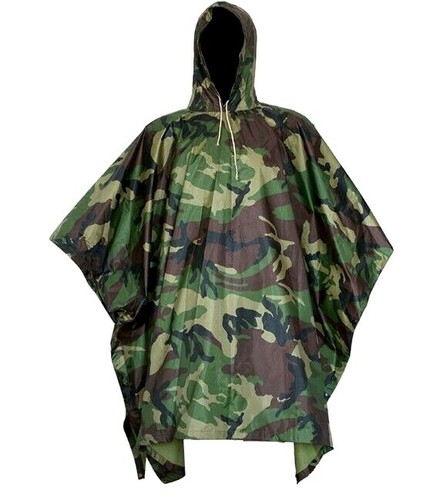 CAMOUFLAGE PONCHO WATERPROOF HOODED 