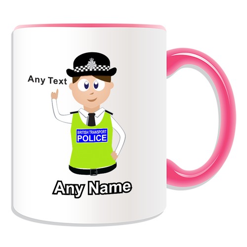 Regalo personalizzato capelli castani poliziotte tazza salvadanaio PC BTP cappello trasporto - Foto 5 di 21