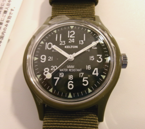Kelton windup watch. KEL-9123242J. 34mm. Military Jungle Olive. New in box.