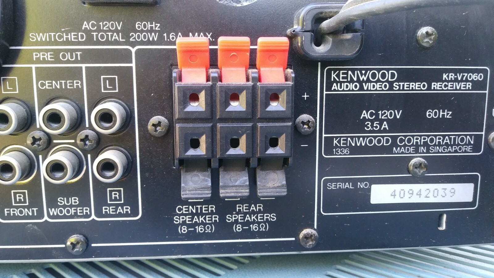 Kenwood KRV7060 good working AudioVideo Stereo Receiver parts Parting