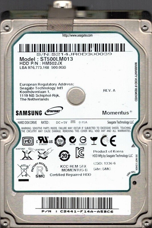 Samsung ST500LM013 HM502JX USB 2.0 500GB P/N: C2441-F14A-A5BC6 | eBay