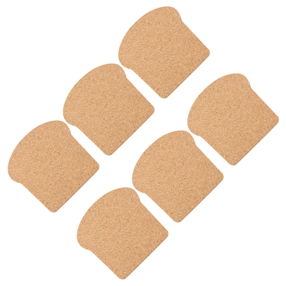 6 Pcs Toast Coasters Cork Heat Insulation Pad Reusable Thickened
