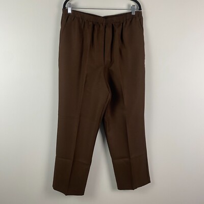 Alfred Dunner Pull On Pants Size 16 Brown Classic Straight Leg