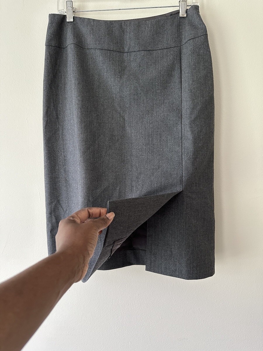 スカート Prada Dark Grey Wool Skirt Prada Made In Italy Wool Skirt Front Slit Side Zip Gray