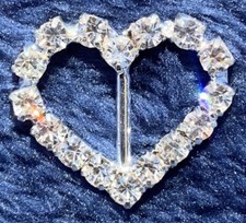 Heart Rhinestone Buckle Slide Crystal Scarf Ring Belt Buckle 3/4 X 7/8