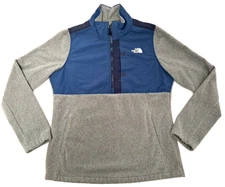 The North Face Womens Zipper Fleece Pullover Medium Gray/Blue