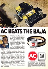 1970 AC Oil Filter: AC Beats the Baja, John Johnson Vintage Print Ad