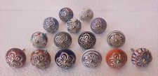 Indien 15 Porte Boutons Multi Couleur Céramique Tiroir Unique Armoire Lot 15