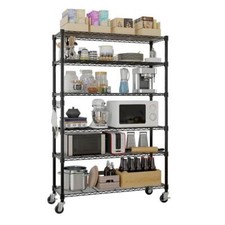 82"H 6 Tier Adjustable Storage Shelves Heavy Duty NSF Wire Metal Shelving Unit