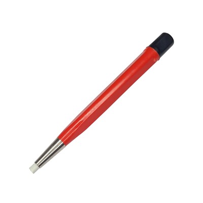 1pc Red Pen Type 5'' Scratch Brush With Fiber Bristles- Retractable Bristles