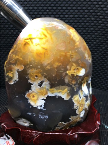 Rare shape! Natural beautiful flower agate home decoration rough polishing+stand - Picture 4 of 10