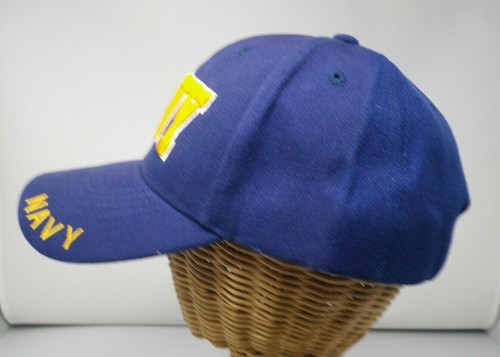 Mütze Kappe blau marineblau erhaben genäht marineblau Klettverschluss - Bild 6 von 8