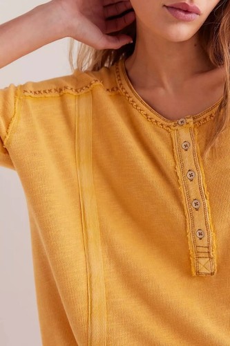 Free People We The Free Taylor Henley Tunic Top Embroidered Slouchy XL 275723 - Picture 3 of 8