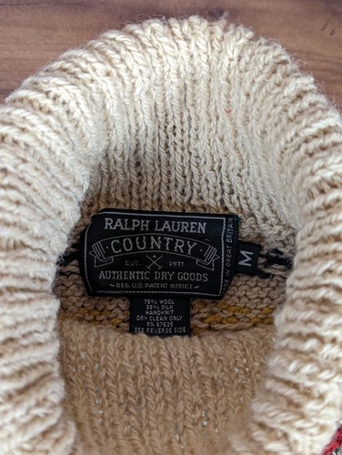 Maglione vintage anni '90 Ralph Lauren polo country lana/seta collo di tartaruga M - Foto 4 di 7