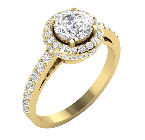 Halo Engagement Ring For Women Round Lab Grown Diamond VS F 1.75 Carat 14K Gold