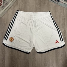 Manchester United Adidas Home Replica Shorts Mens 2023/24 White XL, 2Xl, 3Xl NEW
