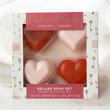 Crabtree Evelyn Rosewater Evelyn Rose Heart Shaped Bar Soap 14oz 4x3.5oz