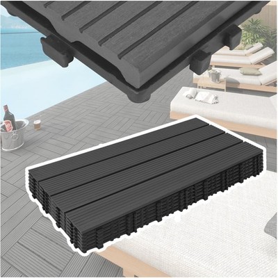 Bodenbelag WPC Fliesen, Balkon, Terrasse, Holzoptik, Kunststoff, 30x60cm, Ant...