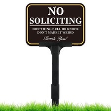 No Soliciting Sign for House with Adjustable Height Stake Set-14x10 Inch/42 I...