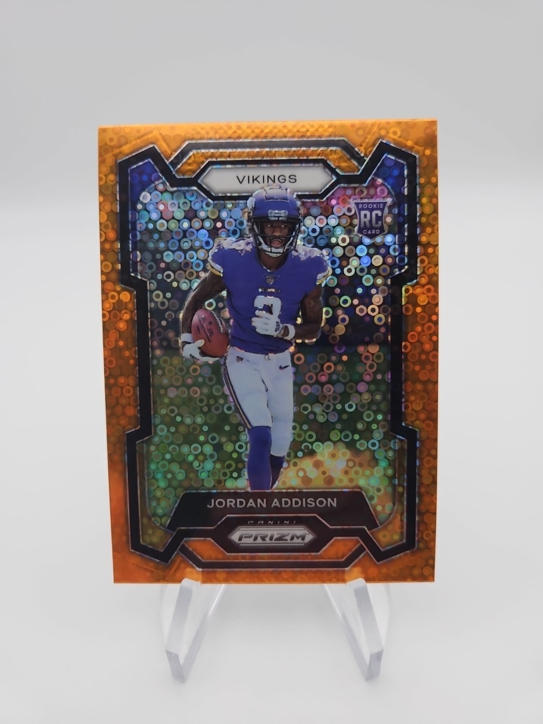 2023 Panini Prizm Football Jordan Addison Orange Disco RC Vikings #368