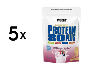 5 x Weider Protein 80 Plus (500g) Wildberry-Yoghurt (60,00 EUR/kg)